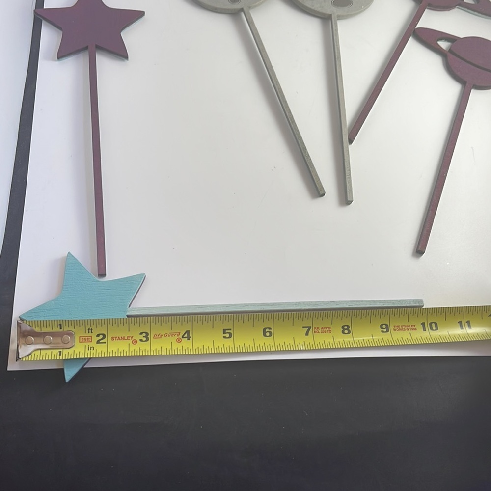 Outer Space Cake Toppers Wood NEW Set of 6 - Picture 6 of 9